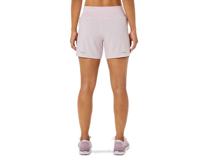 carretera mujer 2-n-1 5.5in corto Asics 4L683487 rosa claro/negro rendimiento