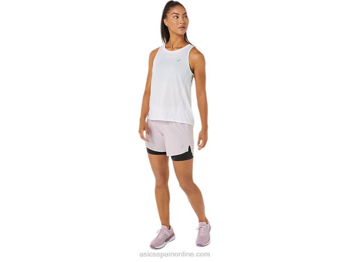 carretera mujer 2-n-1 5.5in corto Asics 4L683487 rosa claro/negro rendimiento