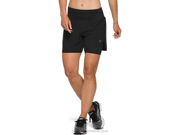 carretera mujer 2-n-1 5.5in corto Asics 4L683787 rendimiento negro
