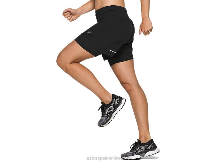 carretera mujer 2-n-1 5.5in corto Asics 4L683787 rendimiento negro