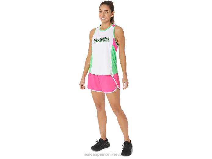 nuevo pantalón corto reutilizado fuerte para mujer Asics 4L682352 rosa brillante/blanco