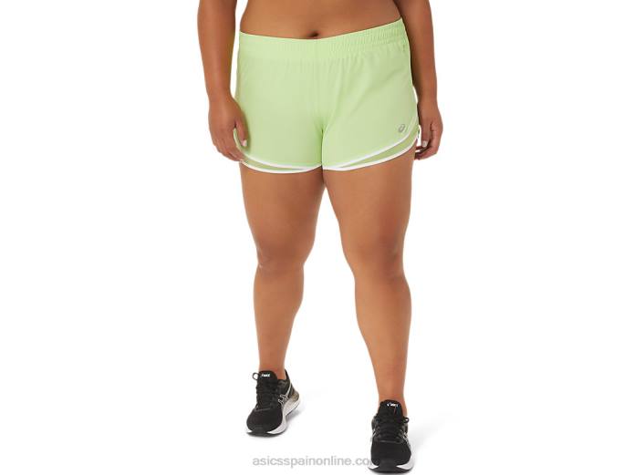 pantalón corto de mujer pr lyte de 2,5 pulgadas Asics 4L683294 verde lima/blanco brillante