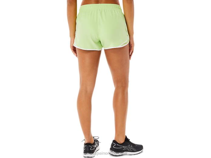 pantalón corto de mujer pr lyte de 2,5 pulgadas Asics 4L683294 verde lima/blanco brillante