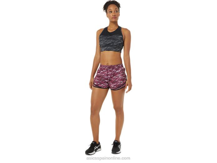pantalón corto de mujer pr lyte de 2,5 pulgadas Asics 4L683702 estampado marte profundo/negro