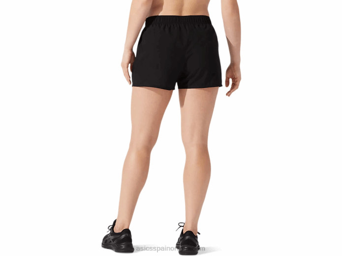 pantalón corto plateado de 4 pulgadas para mujer Asics 4L682779 rendimiento negro