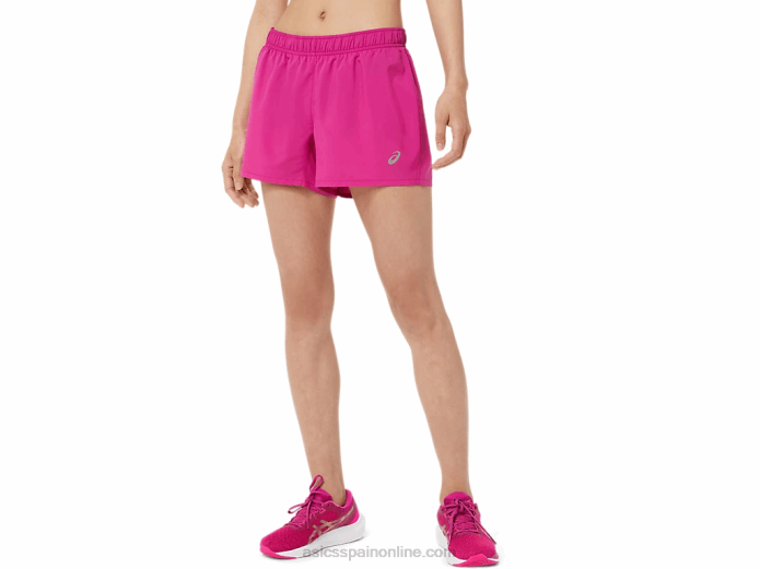 pantalón corto plateado de 4 pulgadas para mujer Asics 4L683580 rojo fucsia