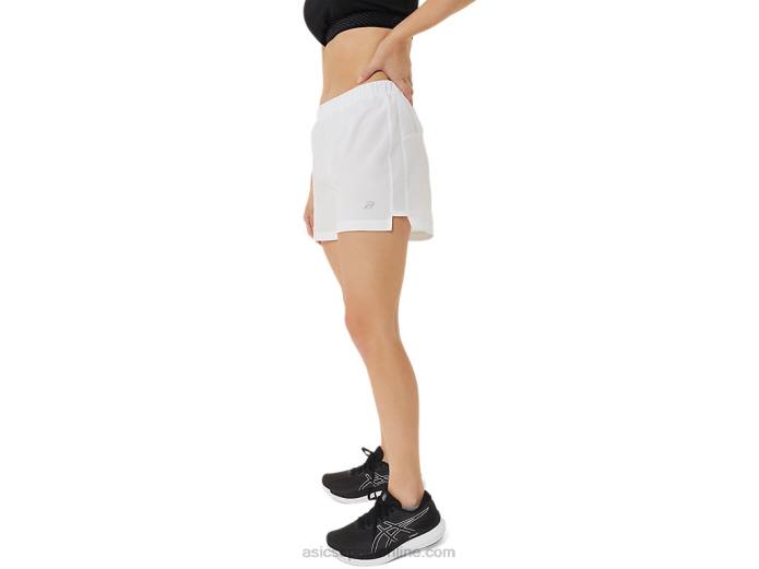 pantalones cortos de 3 pulgadas para mujer Asics 4L682886 blanco brillante