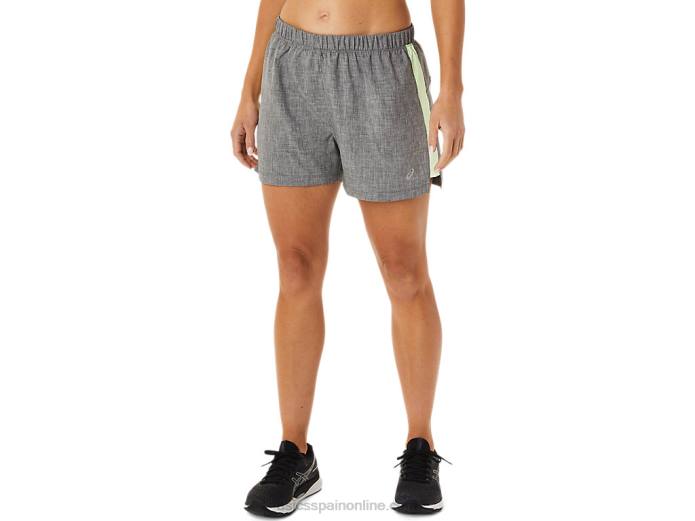 pantalones cortos de 3 pulgadas para mujer Asics 4L682893 jaspeado gris oscuro/amarillo