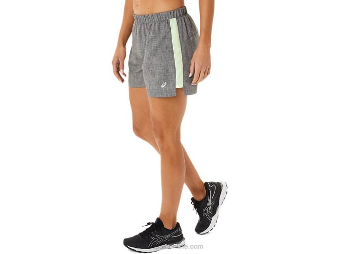 pantalones cortos de 3 pulgadas para mujer Asics 4L682893 jaspeado gris oscuro/amarillo