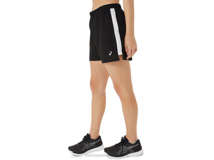 pantalones cortos de 3 pulgadas para mujer Asics 4L682909 rendimiento en blanco y negro