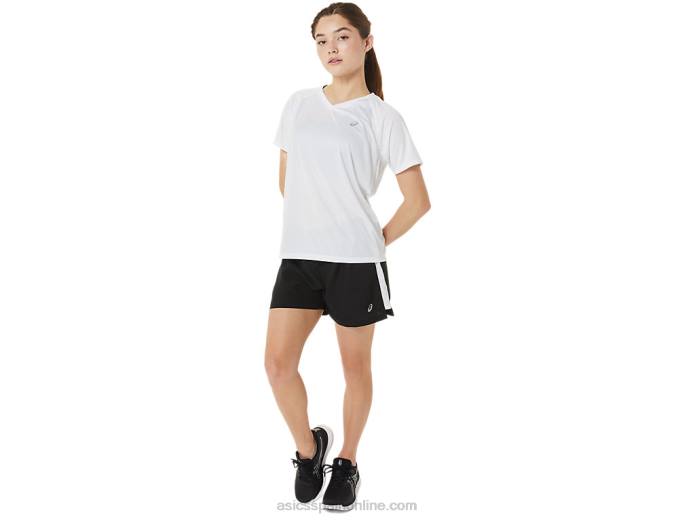 pantalones cortos de 3 pulgadas para mujer Asics 4L682909 rendimiento en blanco y negro