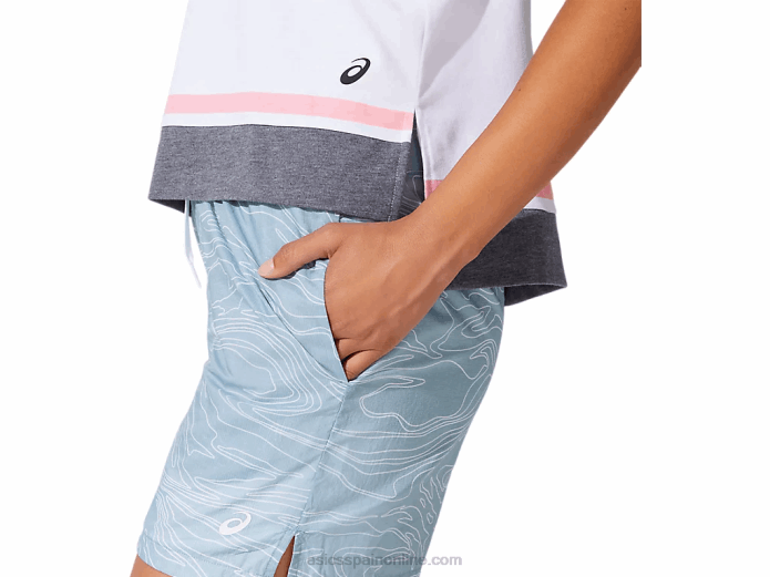 short tejido aireado para mujer Asics 4L684071 humo azul