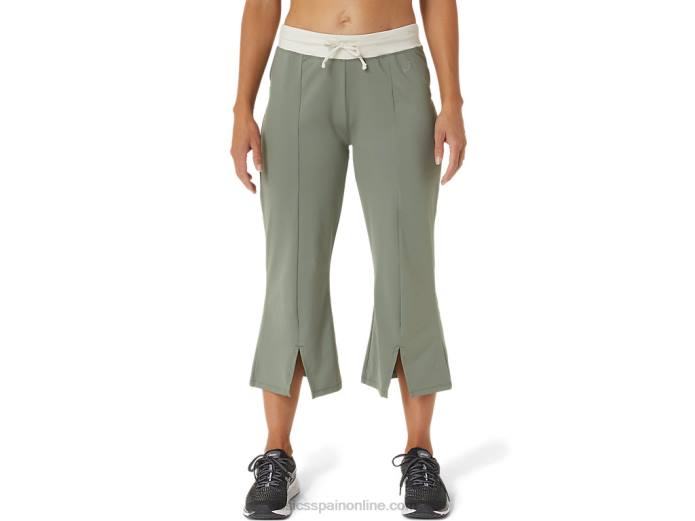 w pantalones acampanados reutilizados Asics 4L682740 verde liquen/abedul