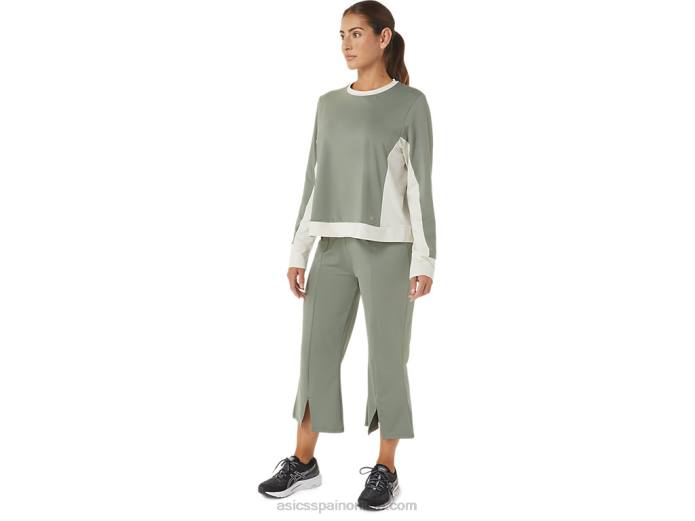 w pantalones acampanados reutilizados Asics 4L682740 verde liquen/abedul