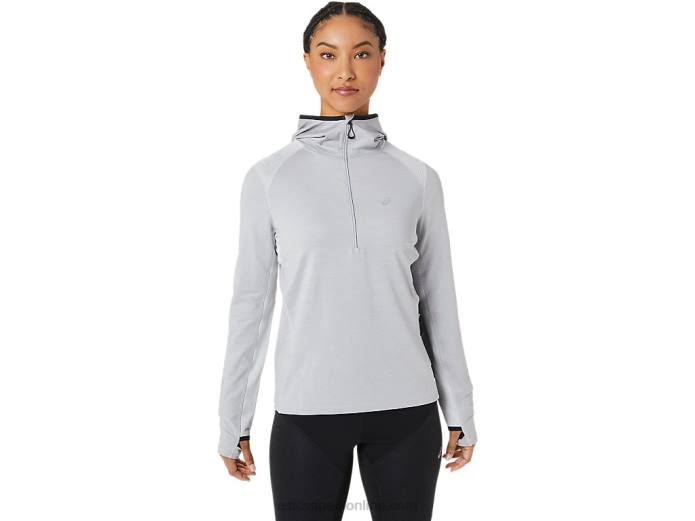 sudadera con capucha de manga larga de invierno para mujer Asics 4L682764 gris glaciar jaspeado/negro