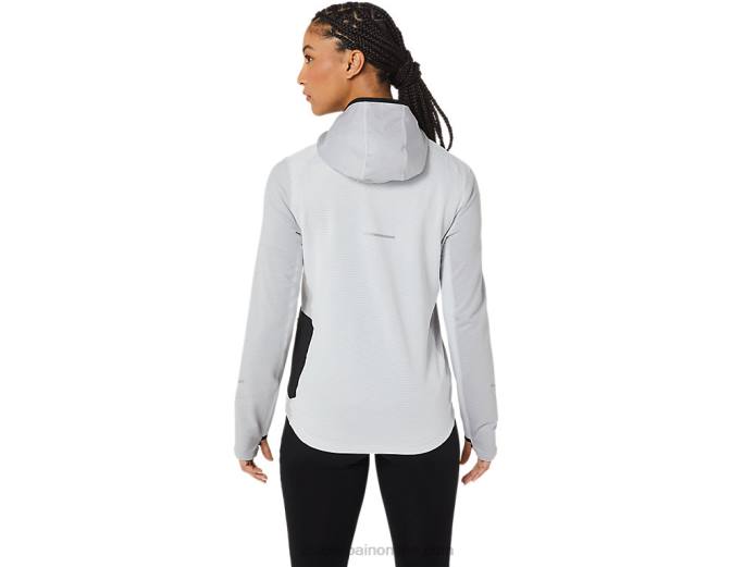 sudadera con capucha de manga larga de invierno para mujer Asics 4L682764 gris glaciar jaspeado/negro
