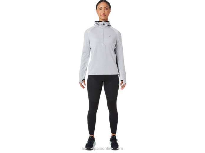 sudadera con capucha de manga larga de invierno para mujer Asics 4L682764 gris glaciar jaspeado/negro