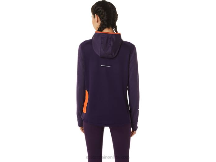 sudadera con capucha de manga larga de invierno para mujer Asics 4L682791 sombra de noche jaspeado/naranja nova