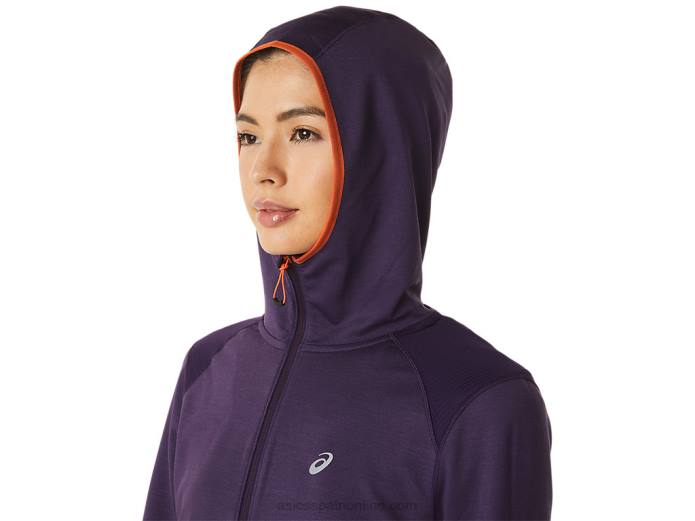 sudadera con capucha de manga larga de invierno para mujer Asics 4L682791 sombra de noche jaspeado/naranja nova