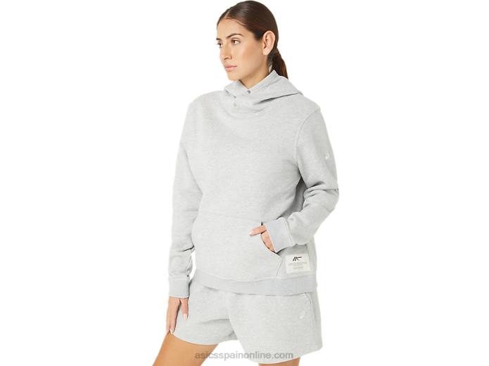 sudadera con capucha de polar Sunday sana para mujer Asics 4L682178 brezo gris claro