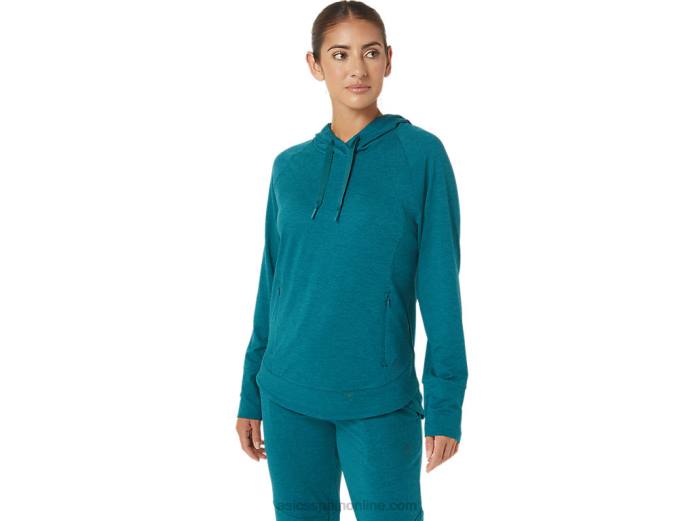 sudadera con capucha de tecnología para mujer Asics 4L682820 tinte espacial de pino terciopelo