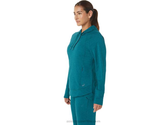 sudadera con capucha de tecnología para mujer Asics 4L682820 tinte espacial de pino terciopelo