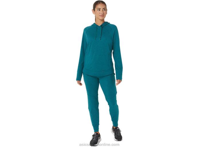 sudadera con capucha de tecnología para mujer Asics 4L682820 tinte espacial de pino terciopelo
