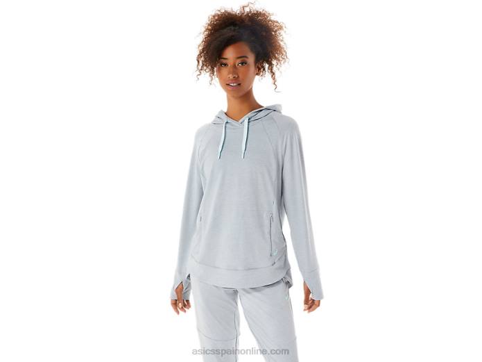 sudadera con capucha de tecnología para mujer Asics 4L683289 tinte espacial gris piedmont/salvia