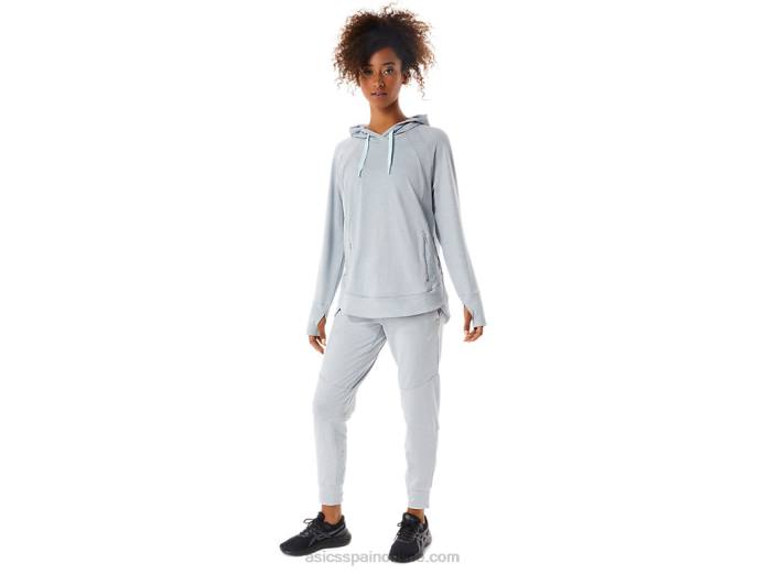 sudadera con capucha de tecnología para mujer Asics 4L683289 tinte espacial gris piedmont/salvia