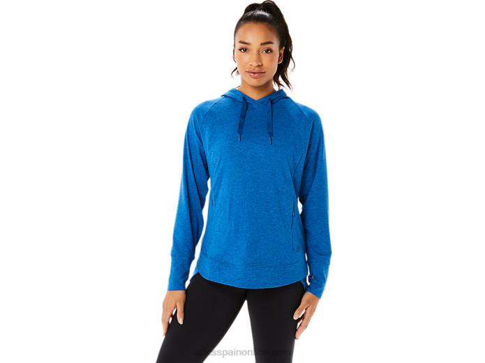 sudadera con capucha de tecnología para mujer Asics 4L683320 lago drive tinte espacial/azul claro