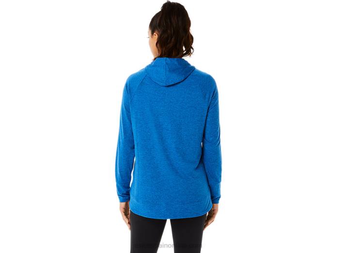 sudadera con capucha de tecnología para mujer Asics 4L683320 lago drive tinte espacial/azul claro