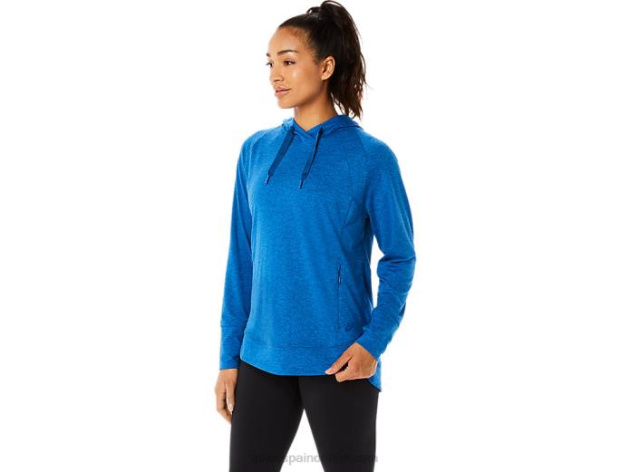 sudadera con capucha de tecnología para mujer Asics 4L683320 lago drive tinte espacial/azul claro
