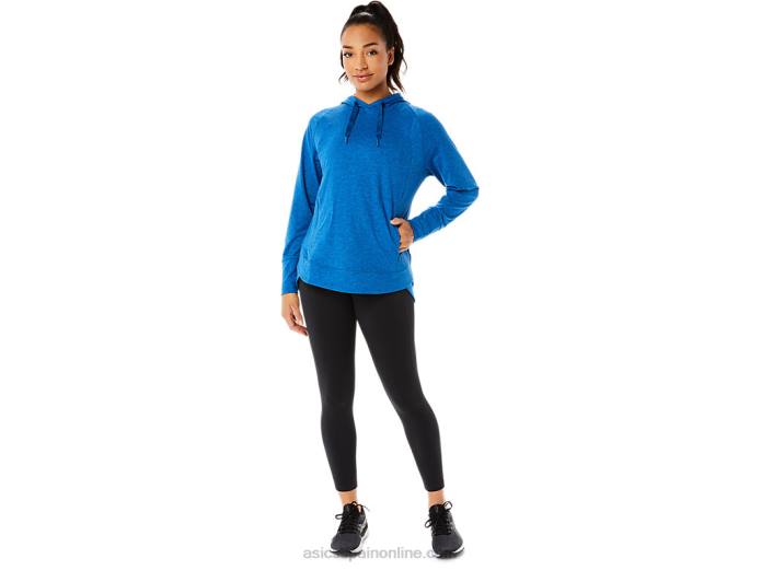 sudadera con capucha de tecnología para mujer Asics 4L683320 lago drive tinte espacial/azul claro