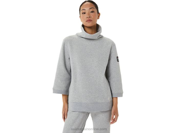 sudadera con capucha de vellón Sunday para mujer Asics 4L683308 brezo gris claro
