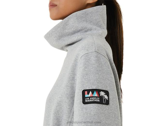 sudadera con capucha de vellón Sunday para mujer Asics 4L683308 brezo gris claro