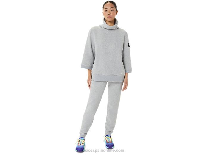 sudadera con capucha de vellón Sunday para mujer Asics 4L683308 brezo gris claro