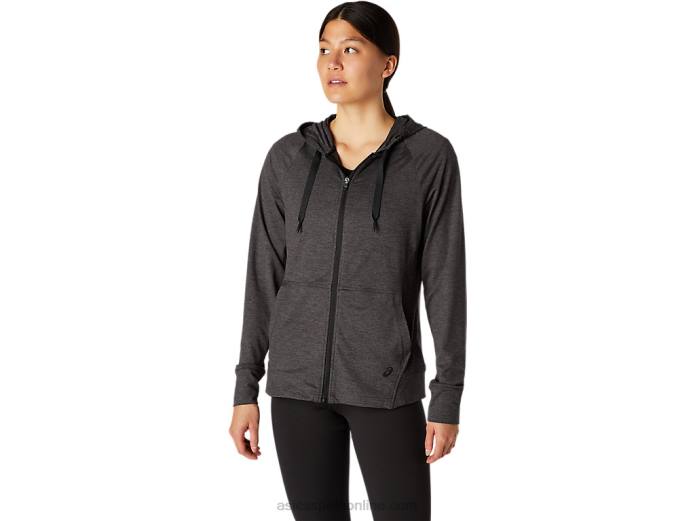 sudadera con capucha técnica con cremallera completa para mujer Asics 4L684097 brezo gris oscuro