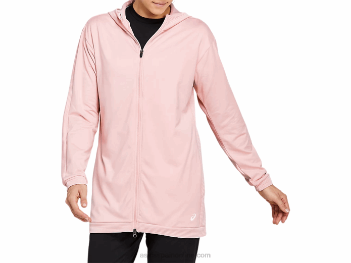 sudadera con capucha y cremallera completa de polar thermopolis para mujer Asics 4L684143 jengibre durazno