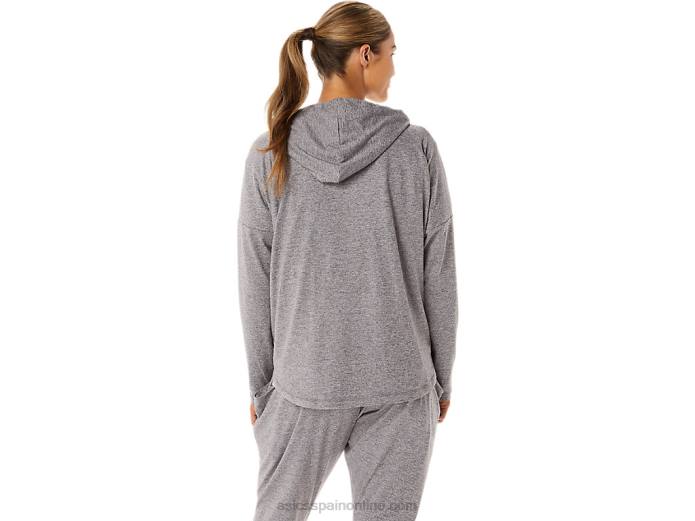 sudadera con capucha y cremallera completa de punto elástico suave para mujer Asics 4L682937 humo sombra brezo