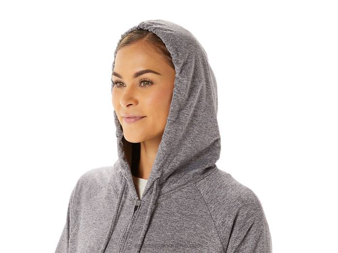 sudadera con capucha y cremallera completa de punto elástico suave para mujer Asics 4L682937 humo sombra brezo