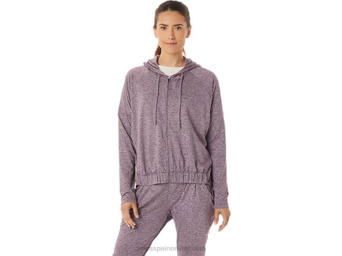 sudadera con capucha y cremallera completa de punto elástico suave para mujer Asics 4L682939 Brezo profundo de Marte