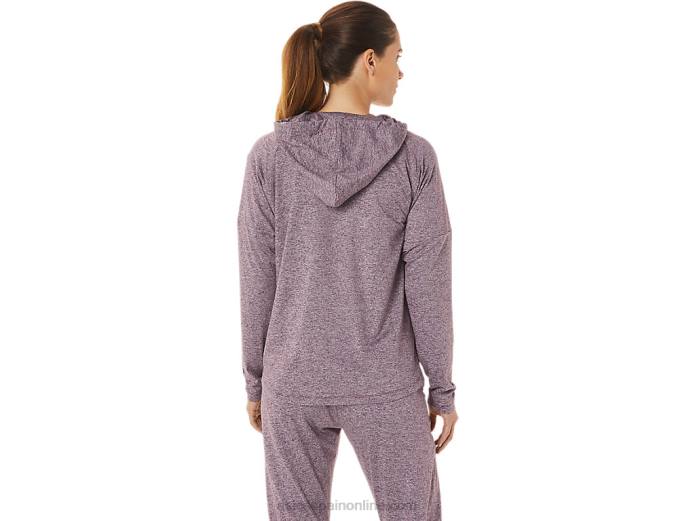 sudadera con capucha y cremallera completa de punto elástico suave para mujer Asics 4L682939 Brezo profundo de Marte