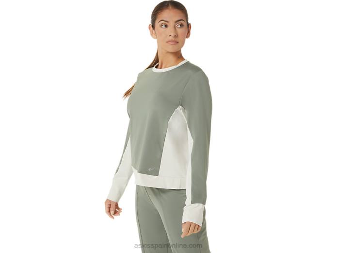 top acampanado reutilizado para mujer Asics 4L682777 verde liquen/abedul