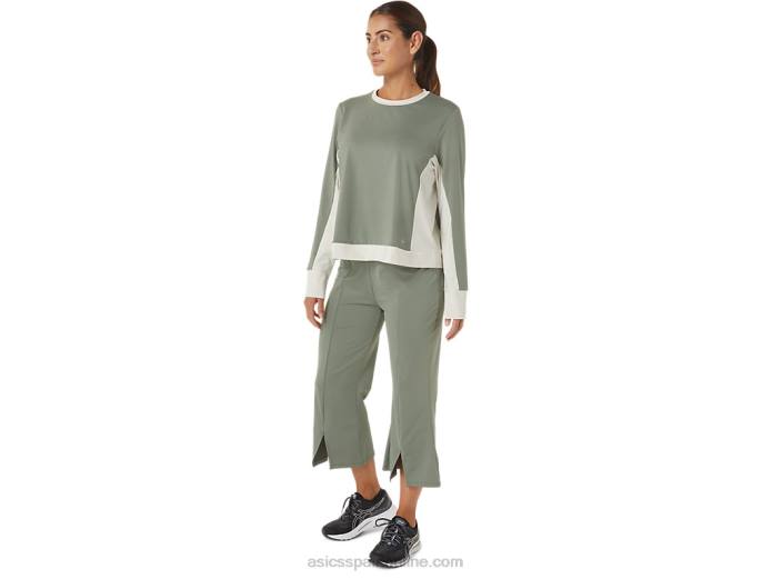 top acampanado reutilizado para mujer Asics 4L682777 verde liquen/abedul