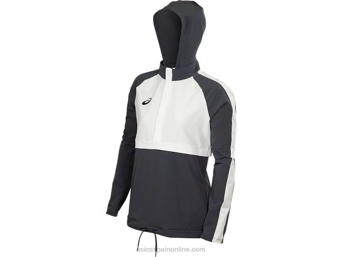 top de chándal de tejido elástico para mujer Asics 4L684088 equipo gris acero/equipo blanco