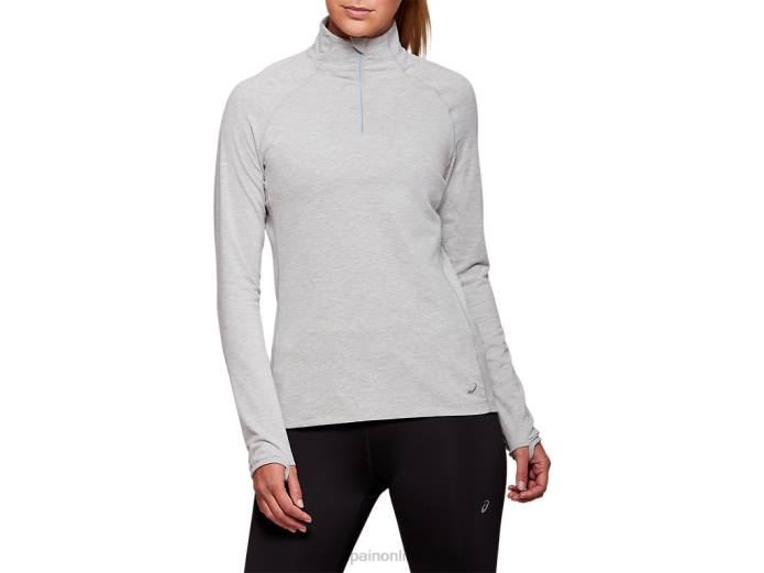 top dorai con cremallera de un cuarto para mujer Asics 4L684205 brezo gris claro