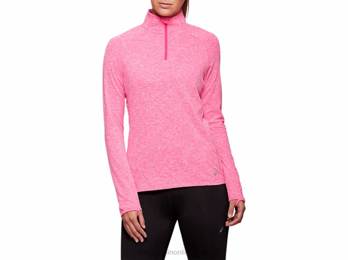 top dorai con cremallera de un cuarto para mujer Asics 4L684206 brezo rosa brillante