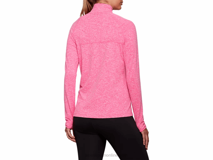 top dorai con cremallera de un cuarto para mujer Asics 4L684206 brezo rosa brillante