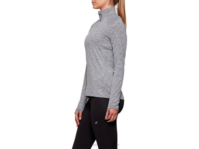 top dorai con cremallera de un cuarto para mujer Asics 4L684207 brezo gris oscuro