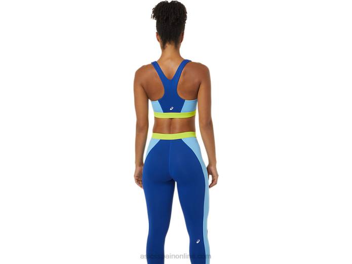 el nuevo sujetador fuerte reutilizado para mujer Asics 4L683842 azul/cielo ártico/gecko verde